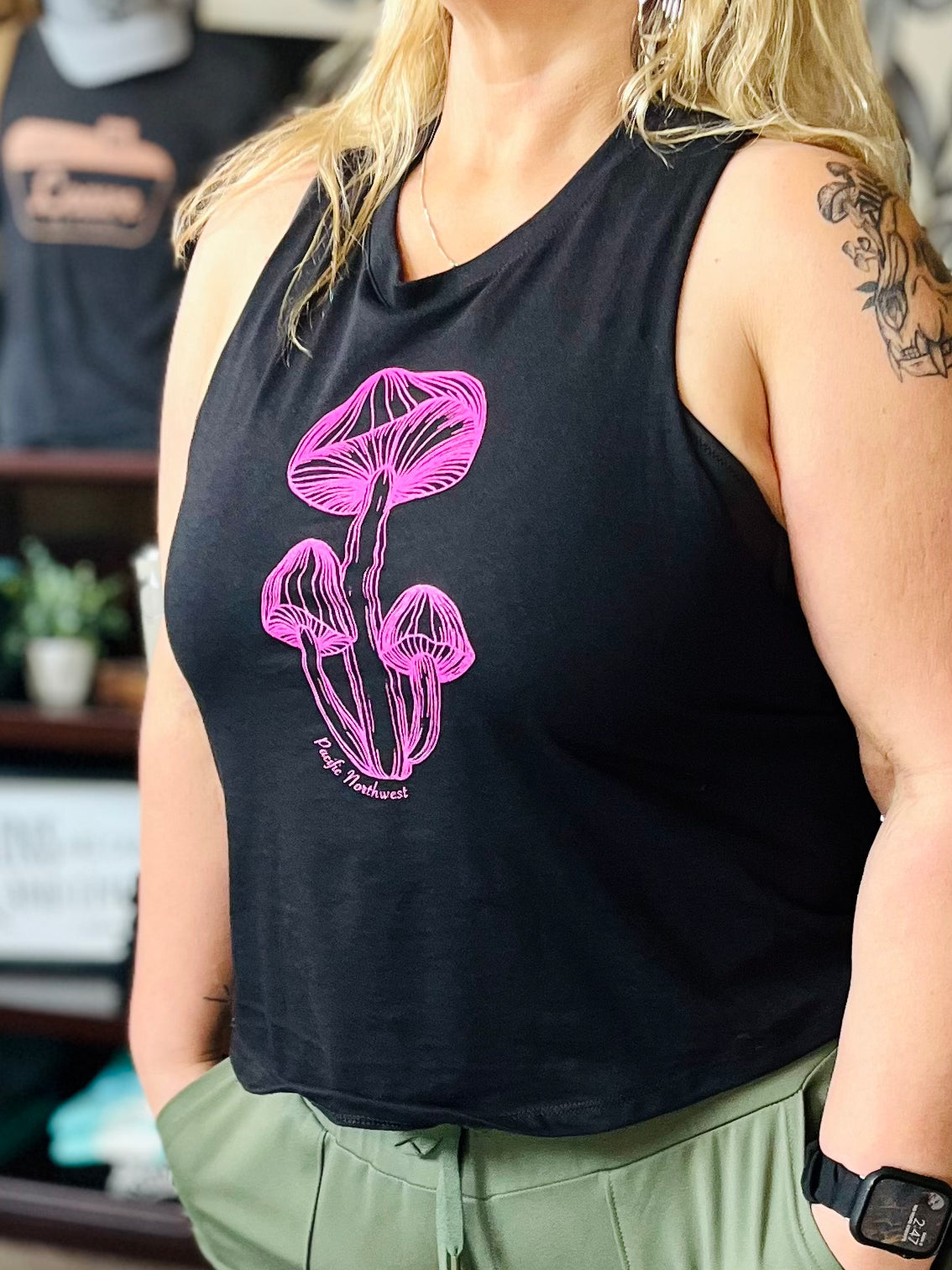Mushroom Racerback Crop Tank